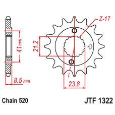 Jt передня зірка 2071 13 honda xr 400 '96-'05, trx 400 (207113jt) (ланцюг 520)