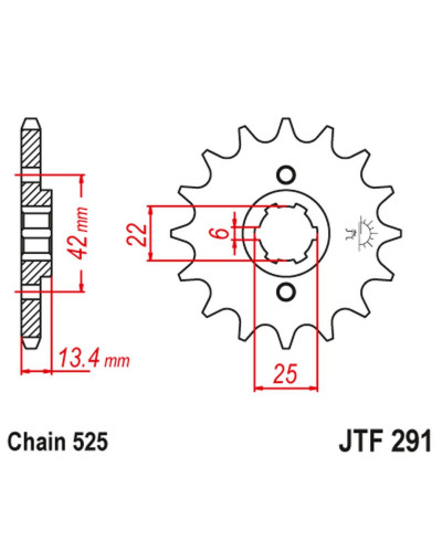 Jt передня зірка 291 15 honda cb 450s '86-'89 (29115jt) (ланцюг 525) (-1)