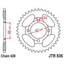 Jt задня зірка yamaha rs 200 (ланцюг 428) 