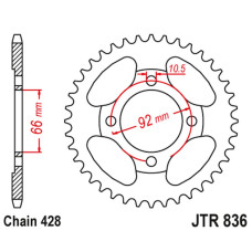 Jt задняя звезда yamaha rs 200 (цепь 428)
