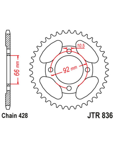 Jt задня зірка yamaha rs 200 (ланцюг 428) 