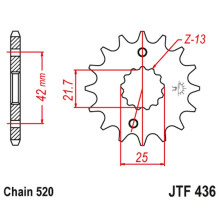 Jt передня зірка 438 14 suzuki gsx 400 f '81-'86, rg 250 gamma '83-'88 (43814jt) (ланцюг 520)  jtf565.14