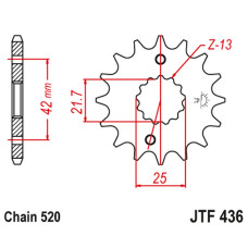 Jt передняя звезда 438 14 suzuki gsx 400 f '81-'86, rg 250 gamma '83-'88 (43814jt) (цепь 520) jtf565.14