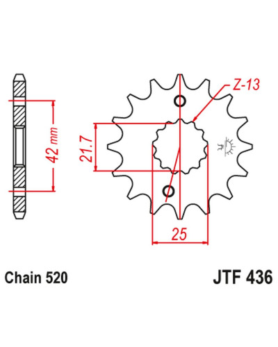 Jt передняя звезда 438 14 suzuki gsx 400 f '81-'86, rg 250 gamma '83-'88 (43814jt) (цепь 520) jtf565.14