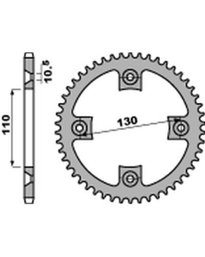 Pbr задняя звезда 4349 39 c45 honda trx 300 '93-'07 (jtr1350.39) (цепь 520) (std.+1)