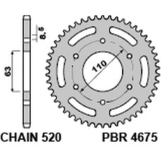 Pbr задня зірка 4675 43 c45 ktm 125/200 duke '14-18, 390 duke/rc '13-18 (jtr890.43) (ланцюг 520)