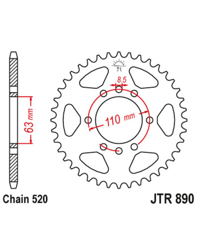 Jt задня зірка 4675 42 ktm 200 duke/rc '15-18 (467542jtzbk) (ланцюг 520) 