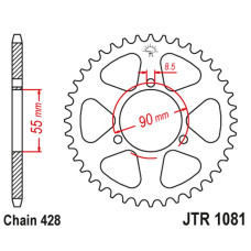 Jt задня зірка 4612 46 rieju 125 rs2 naked/matrix/pro '06-10'(461246jt) (ланцюг428)