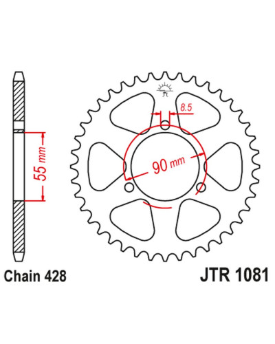 Jt задня зірка 4612 46 rieju 125 rs2 naked/matrix/pro '06-10'(461246jt) (ланцюг428)