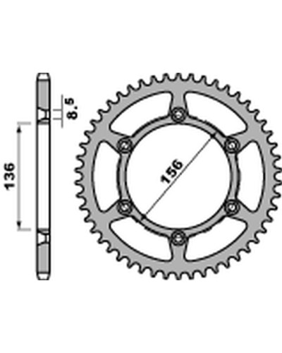 Pbr задня зірка 820 53 c45 husqvarna sm/sms 630 '10-'11, suzuki dr 250/350 '90-'95 (jtr822.53) (ланцюг 520)