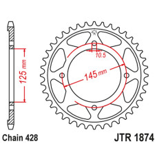 Jt задняя звезда 4482 59 yamaha xvs 125 drag star '00-04, xvs 250 drag star '01-04' (448259jt) (цепь 428)