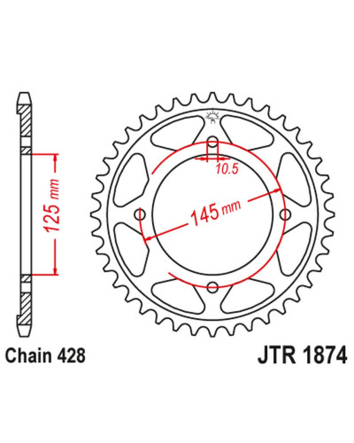 Jt задняя звезда 4482 59 yamaha xvs 125 drag star '00-04, xvs 250 drag star '01-04' (448259jt) (цепь 428)