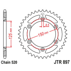 Jt задняя звезда 899 53 ktm exc/sx/exc-f 200/250/300/400/450/530 (89953jt) (цепь 520)