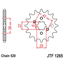 Jt передня зірка 265 12 honda xl 250s '78-'81, xl 250k '76-'77 (26512jt) (ланцюг 520) 