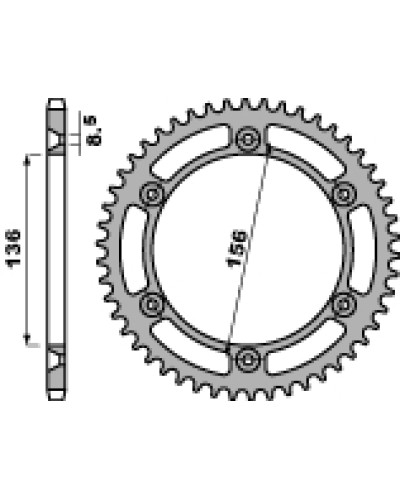 Pbr задня зірка 4365 45 c45 suzuki dr 650 se (+4) (jtr1791.45) (ланцюг 525)