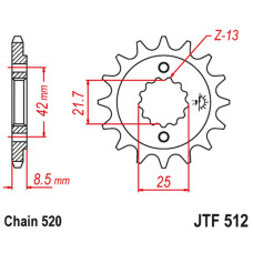 Jt передняя звезда 525 14 kawasaki zxr 400, kle 500 '91-'96 (-1), gpz 500s (-1) (52514jt) (цепь 520)