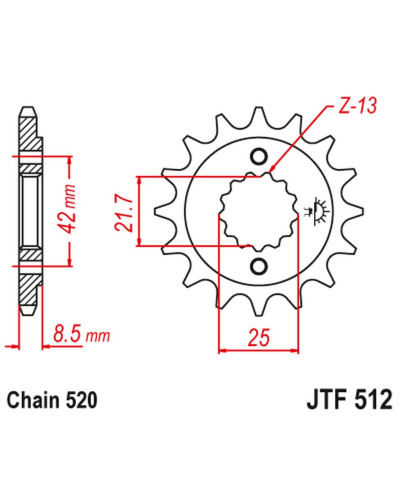 Jt передняя звезда 525 14 kawasaki zxr 400, kle 500 '91-'96 (-1), gpz 500s (-1) (52514jt) (цепь 520)