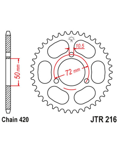 Jt задняя звезда 251 47 honda nsr 50/75 '89-'93 (25147jt) (цепь 420)