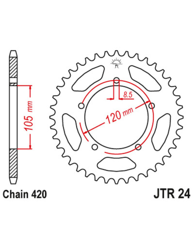 Jt задняя звезда 3565m 55 aprilia 50rx '98-'05, 50sm '03-'06 (3565m55jt) (цепь 420)