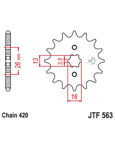 Jt передня зірка 415 12 suzuki ts 50, yamaha dt 50mx (41512jt) (ланцюг 420)