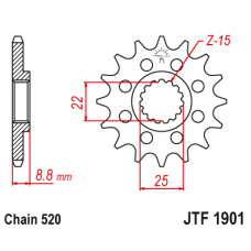 Jt передня зірка  1248 13 ktm sx/exc '91-'25, beta, gasgas, husqvarna (124813rb) (ланцюг 520) - 