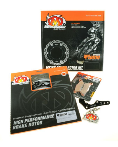 Moto-master тормозной комплект (диск, колодки, адаптер) gas gas ec/ecf 250/300/350 '21-, ex/exf 250/300/450, mc/mcf 125/250/350/450 '23-, husqvarna fe '22, fx 350/450 '23-, te 150i/250i '23-,