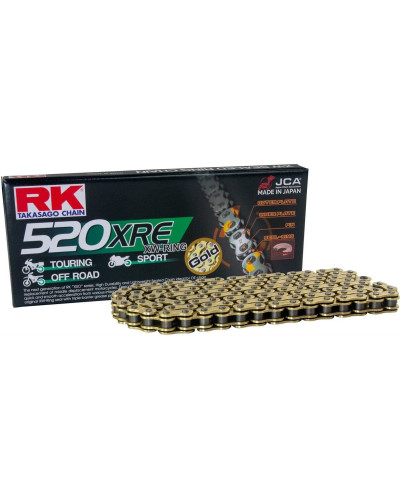 Rk цепь приводная gb520xre-108 (xw-ring) заклепка (clf) в наборе золотой (объем: do 800 ccm) (36,5 kn)