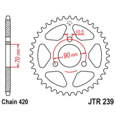 Jt задняя звезда 239 50 honda mtx 80r '83-'86, mbx 50 (23950jt) (цепь 420)