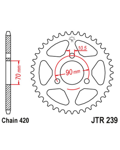 Jt задняя звезда 239 50 honda mtx 80r '83-'86, mbx 50 (23950jt) (цепь 420)