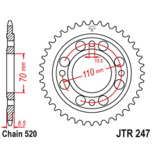 Jt задняя звезда 247 36 honda cb/cbx 250 '78-84', cb 400 n/t '81-83' (24736jt) (цепь520)
