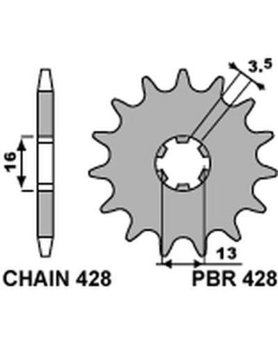 Pbr передня зірка 428 12 suzuki jr 50 82-04 (ланцюг 428)