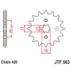Jt передня зірка 415 13 suzuki ts 50, yamaha dt 50mx (41513jt) (ланцюг 420)