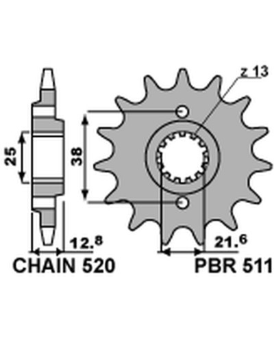 Pbr передняя звезда 511 15 18nc kawasaki klr 650 '90-'17 (jtf511.15) (цепь 520) (std.)