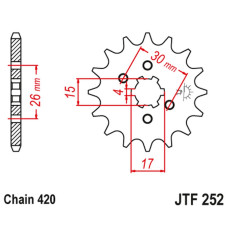 Jt передняя звезда 261 14 honda mbx/mtx 50 (26114jt) (цепь 420)