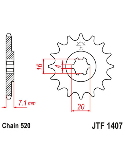 Jt передня зірка 422 10 kawasaki ksf/kxf 80 '03-06', suzuki lt 80 '89-06' (42210jt) (ланцюг 520)