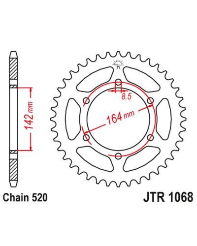 Jt задня зірка 4538 46 hyosung gt 250 '04-15' (453846jt) (ланцюг 520)