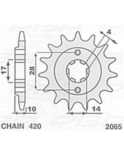 S передняя звезда 2065 15 derbi senda 50 '96-'99 (цепь 420) -