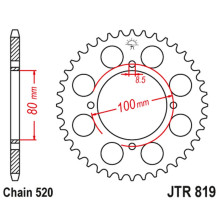 Jt задня зірка 819 37 suzuki rg 250 '83-84 (81937jt) (ланцюг 520)