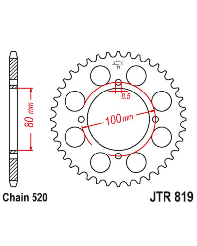 Jt задняя звезда 819 37 suzuki rg 250 '83-84 (81937jt) (цепь 520)