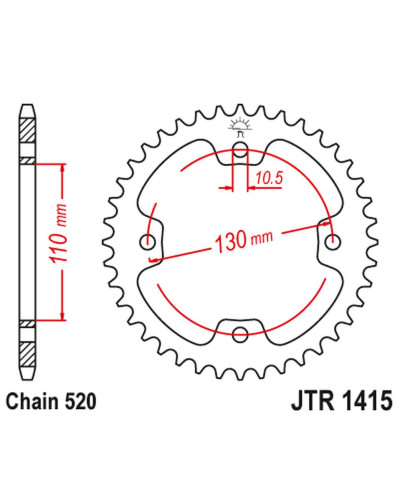 Jt задняя звезда 4303 37 kawasaki ksf 450 (kfx 450) '08-14' (atv) (430337jt) (цепь.520)