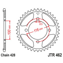 Jt задняя звезда jtr462 49 kawasaki kx 80 '86-99', kx 85 '01-20', kx 100 '86-21' (46249jt) (цепь428)