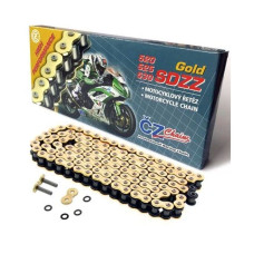 Cz цепь приводная 525 sdzz (124 звенаa) active ring (x-ring) золотая для 1200 ccm (46,2 kn) + прессованная заглушка