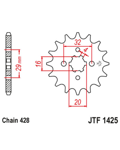 Jt передняя звезда 425 13 suzuki gsxr 125 17-19, rg 80 86-87, gsx 125s 17-19, ts 125r '90-'96, rv 125 '07-'15 (42513j jtf425.13