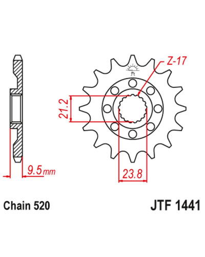 Jt передняя звезда 2133 15 suzuki rmz 450 '05-'12 (213315jt) (цепь 520)