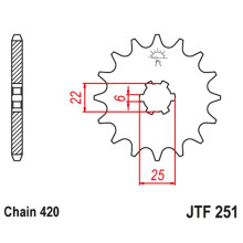 Jt передняя звезда 255 16 honda nsr/mtx 50 (25516jt) (цепь 420)