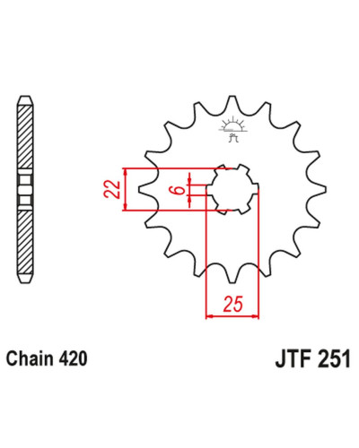 Jt передняя звезда 255 16 honda nsr/mtx 50 (25516jt) (цепь 420)