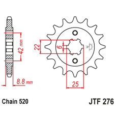 Jt передняя звезда 276 15 honda cb 400n '81-'83 (27615jt) (цепь 520)