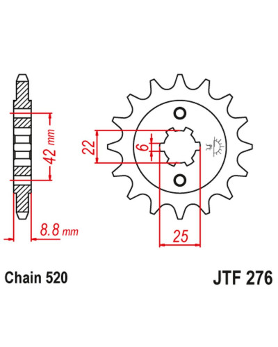 Jt передняя звезда 276 15 honda cb 400n '81-'83 (27615jt) (цепь 520)