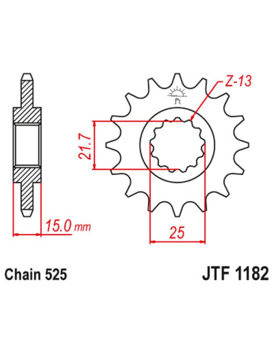 Jt передня зірка 2082 14 triumph tt/daytona/speed four 600 '00-05' daytona 650 '05, (208214jt) (ланцюг 525)