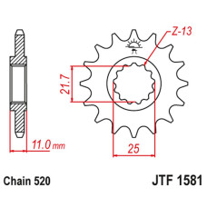 Jt передня зірка 566m 13 yamaha yzf r6 '99-20', fz6 '04-09' (566m13jt) (ланцюг 520) 